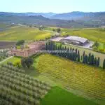 Aerial view of Italian Castle and wine estate