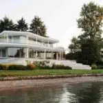External view of Lake Maggiore shoreline villa