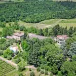 Aerial view of Chianti wine estate Tuscany