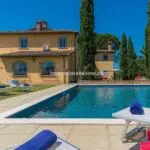 View of Tuscan villa and pool