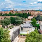 Aerial view of Cinema complex for sale in Arezzo Tuscany
