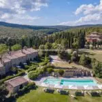 View of Rural hamlet with large villa and Agriturismo for sale in Tuscany